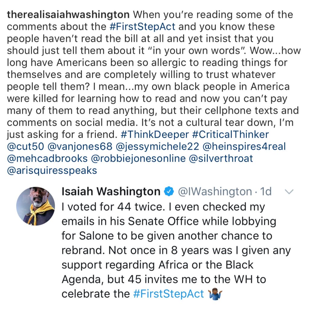 Isaiah Washington vs Barack Obama