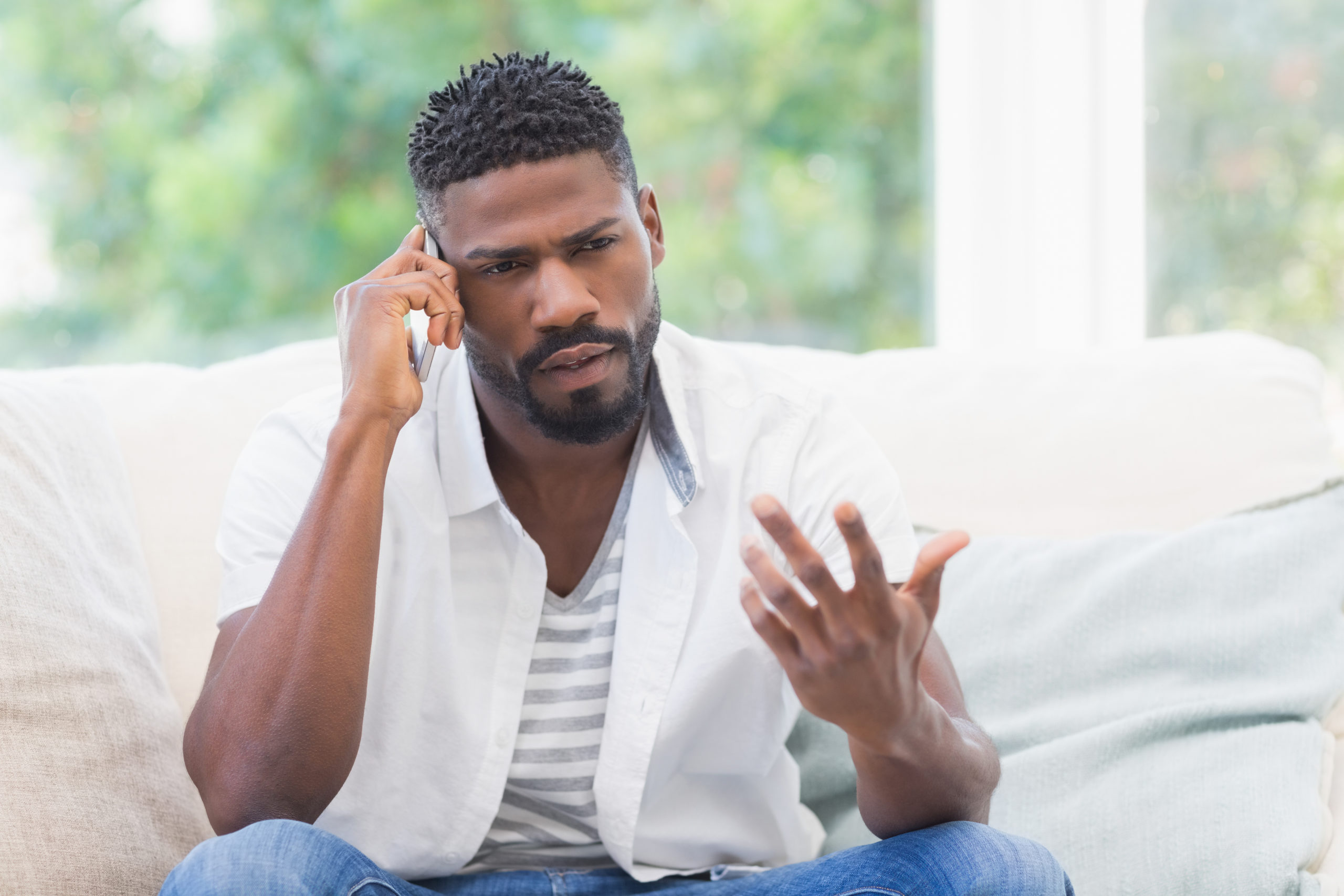 black man on phone