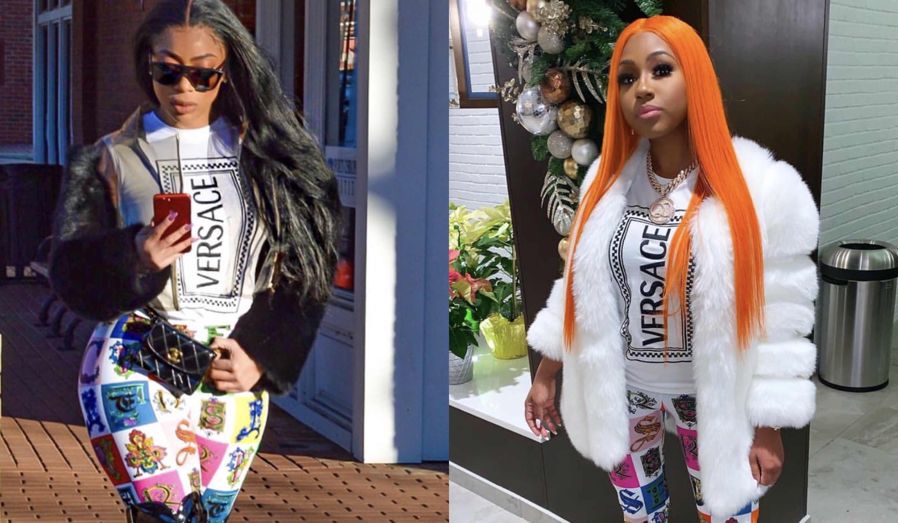 Baller Alert’s Who Wore It Better: Tommie Lee vs. Yung Miami of City Girls Rocking Versace’s Alphabet Print Leggings and Printed Logo T-Shirt