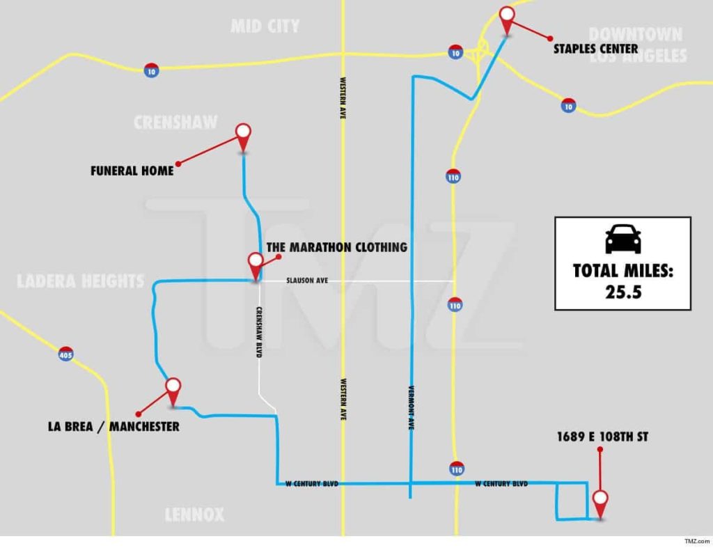 Nipsey Hussle's Procession Route