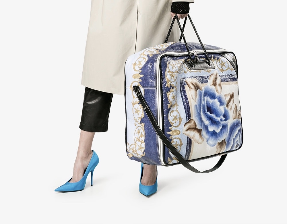 WTFashion: Balenciaga’s Blue Floral Blanket XL Leather Tote Bag