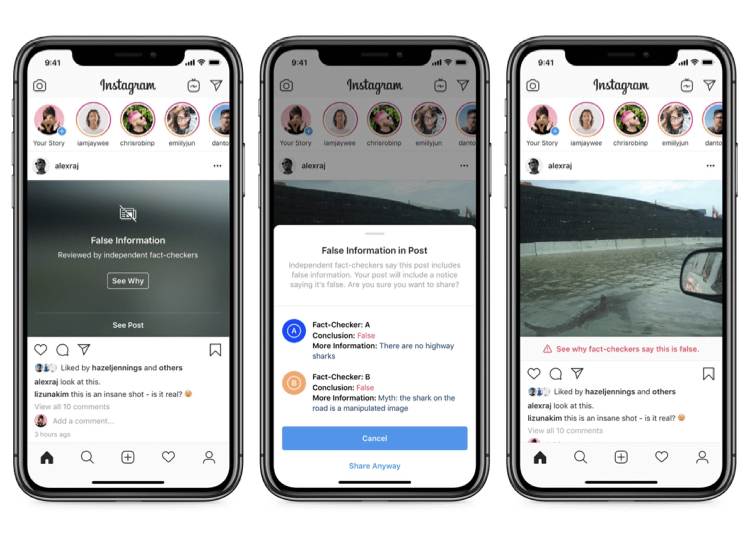 Instagram labeling fake pictures