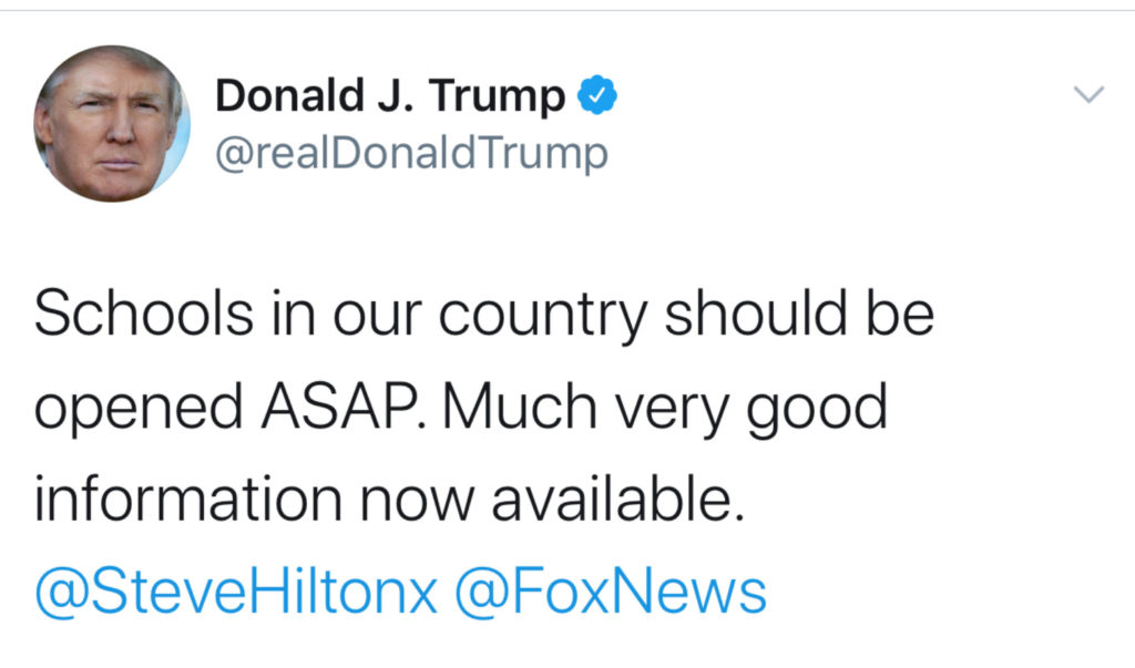 Trump wants to open schools