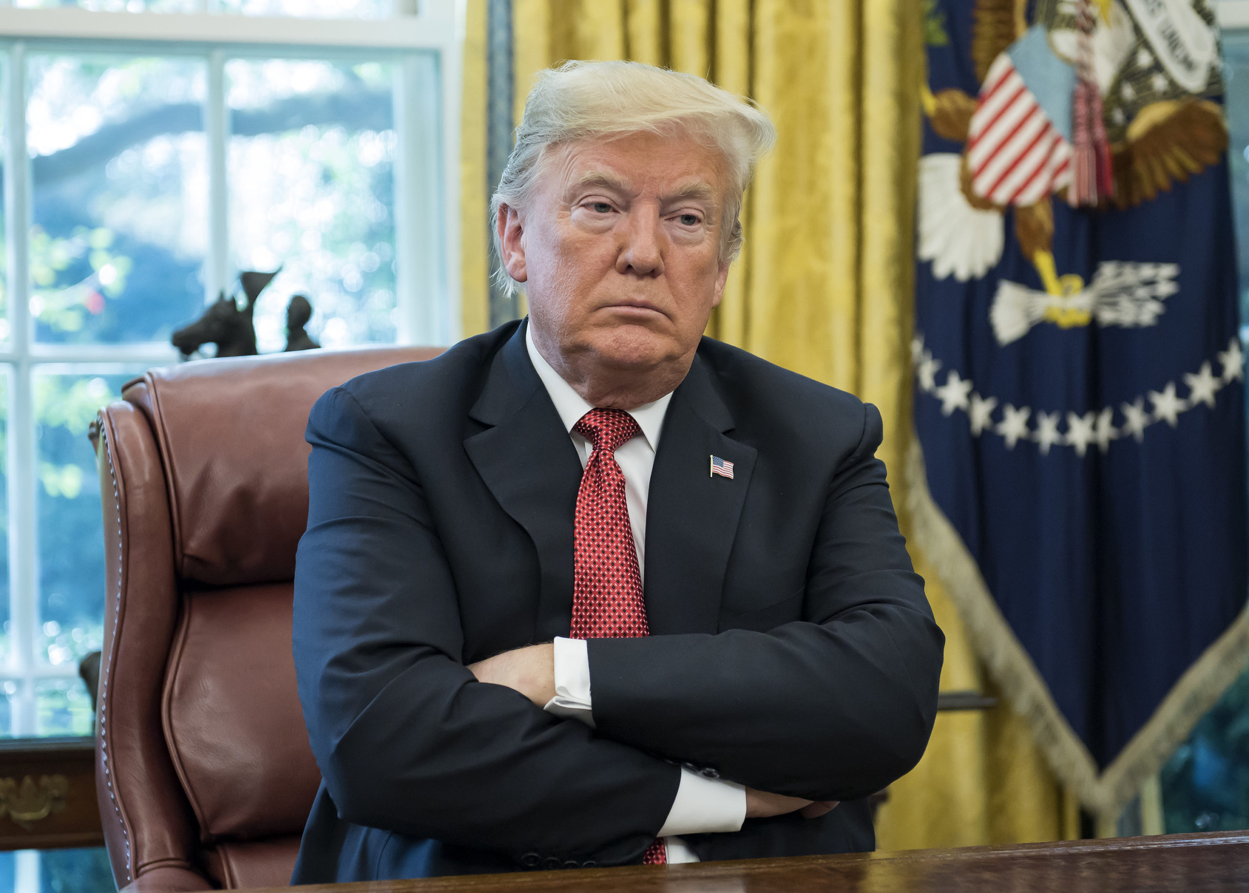 United States President Donald J. Trump speaks to the press in the Oval Office - Baller Alert Donald Trump