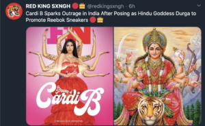 Cardi B next to Hindu Goddess Durga - @redkingsxngh 