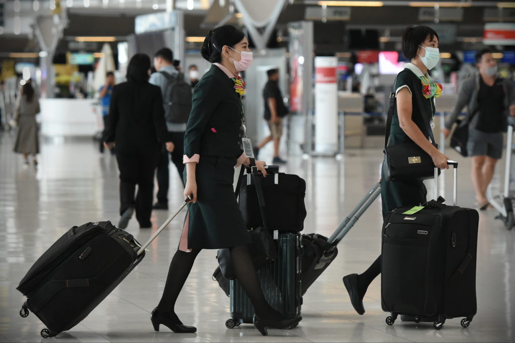 Air Travelers Wear Masks as a Precaution against Covid-19