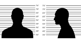 Police lineup. Mugshot background with silhouette men