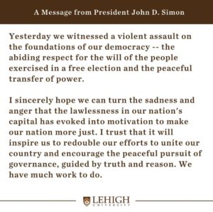 Lehigh University President Statement