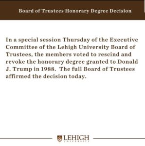 Lehigh University Statement 