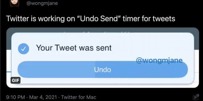Twitter “Undo Tweet” feature - Twitter Screenshot