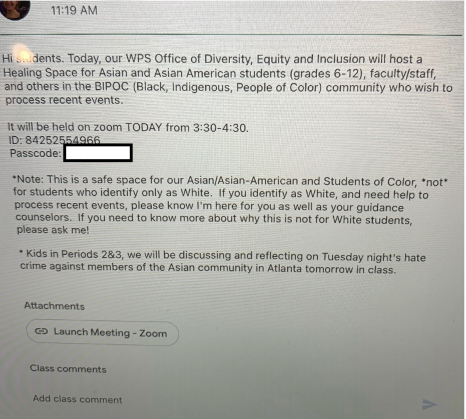 Email sent out to parents by Wellesley Public Schools  by