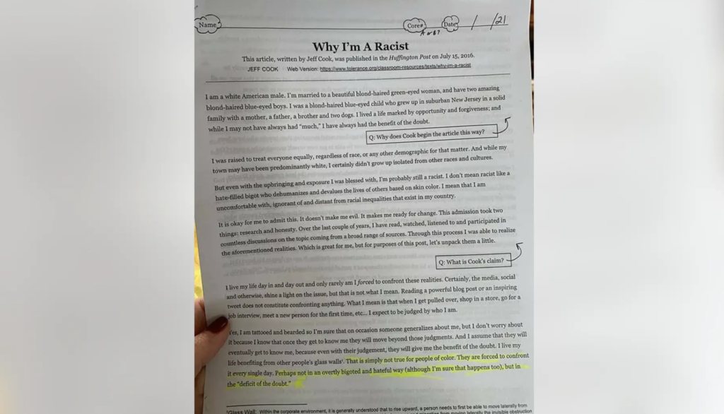 California Middle School Students Assigned Huffington Post Op-Ed ‘Why I’m A Racist’; Parents Outraged