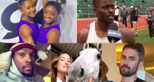 Simone Biles, Jordan Chiles, Kevin Love, Jessica Springsteen, Kevin Durant and Trayvon Bromwell