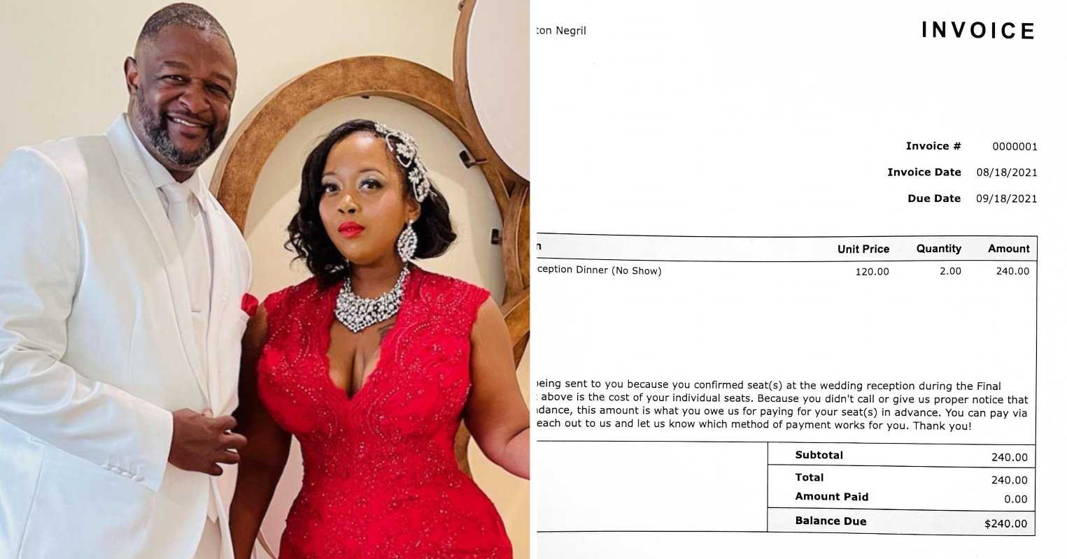 Newlywed Couple Sent 240 Bill To Guests Who Didn T Show Up To Their Wedding