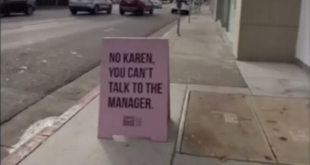 Karen sign outside L.A. shop.