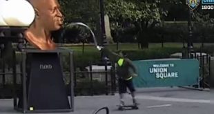 cops arrest man caught on camera vandalizing floyd statue