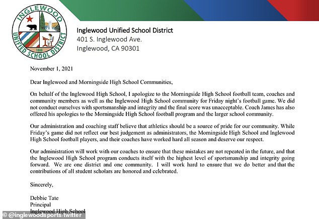 Principal Debbie Tate statement