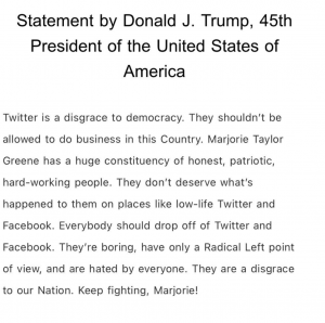 Donald Trump's statement. 