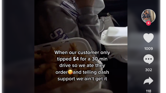 doordasher eats customers food