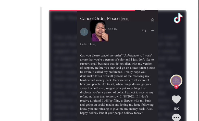 Racist client demands refund