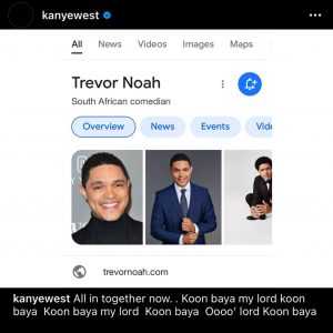 Kanye West's recent posts about Kanye West posts about several celebs on his Instagram, including D.L. Hughley, Michael Che, Trevor Noah and his ex’s new boo Pete Davidson. - Baller Alert Kanye West's recent posts about Kanye West posts about several celebs on his Instagram, including D.L. Hughley, Michael Che, Trevor Noah and his ex’s new boo Pete Davidson.