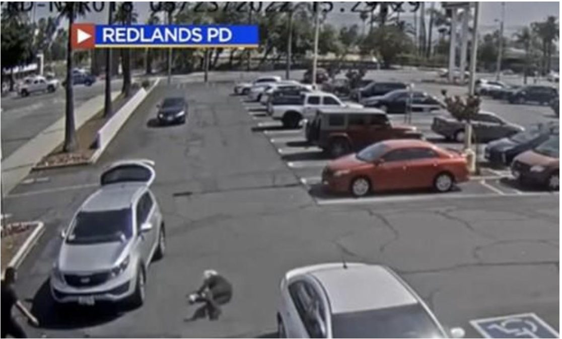 Elderly woman being carjacked. - Redlands Police. - Baller Alert Elderly woman being carjacked. - Redlands Police.
