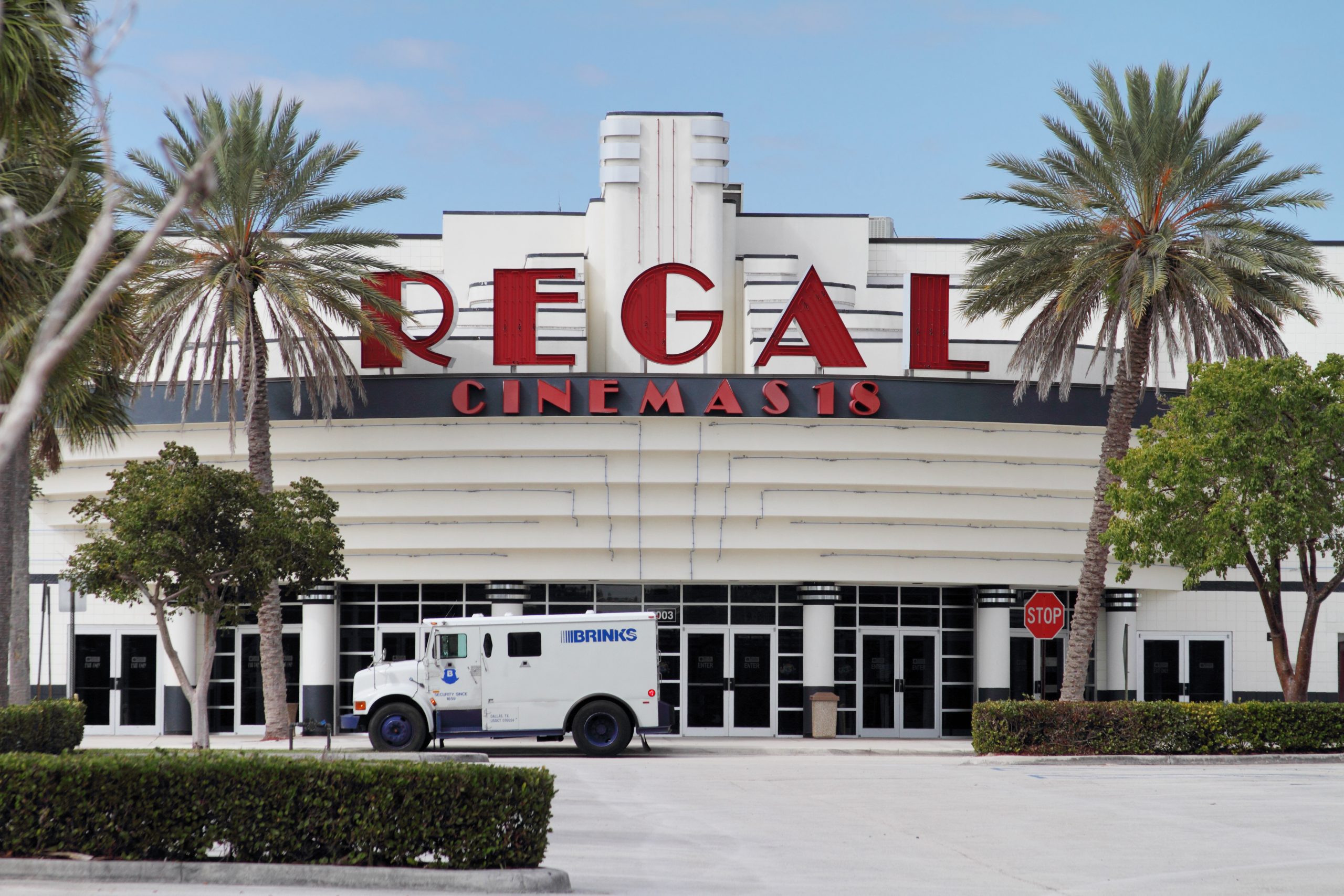 Regal Cinemas with Brinks truck making pickup - Baller Alert Regal Cinema