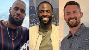 LeBron James, Draymond Green and Kevin Love - Baller Alert LeBron James, Draymond Green and Kevin Love