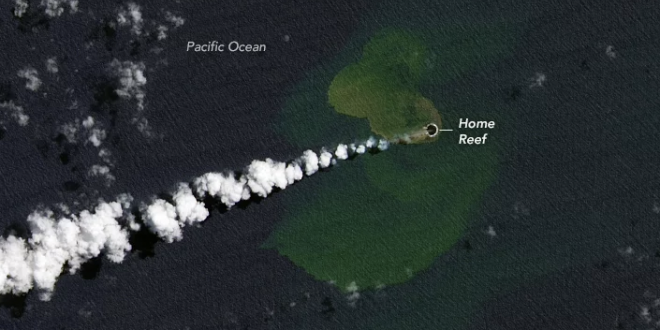 New Island in The Pacific Ocean Emerges After Underwater Volcano Erupts
