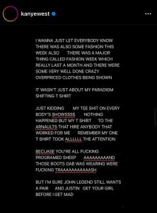 Kanye West's Instagram post calling out Justin Bieber's wife Hailey Bieber