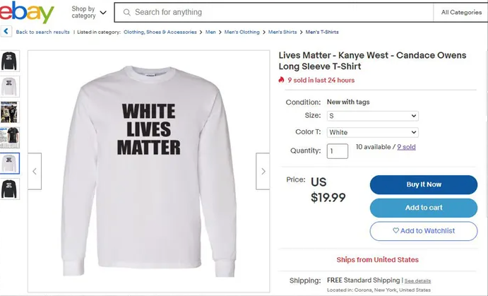 Fake Versions Of Kanye 'Ye' West's 'White Lives Matter' Shirts Are Being Sold On eBay