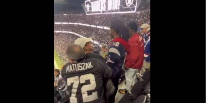 Unruly Raiders Fan Harasses Patriots Fan for Watching Game in “Her” Stadium