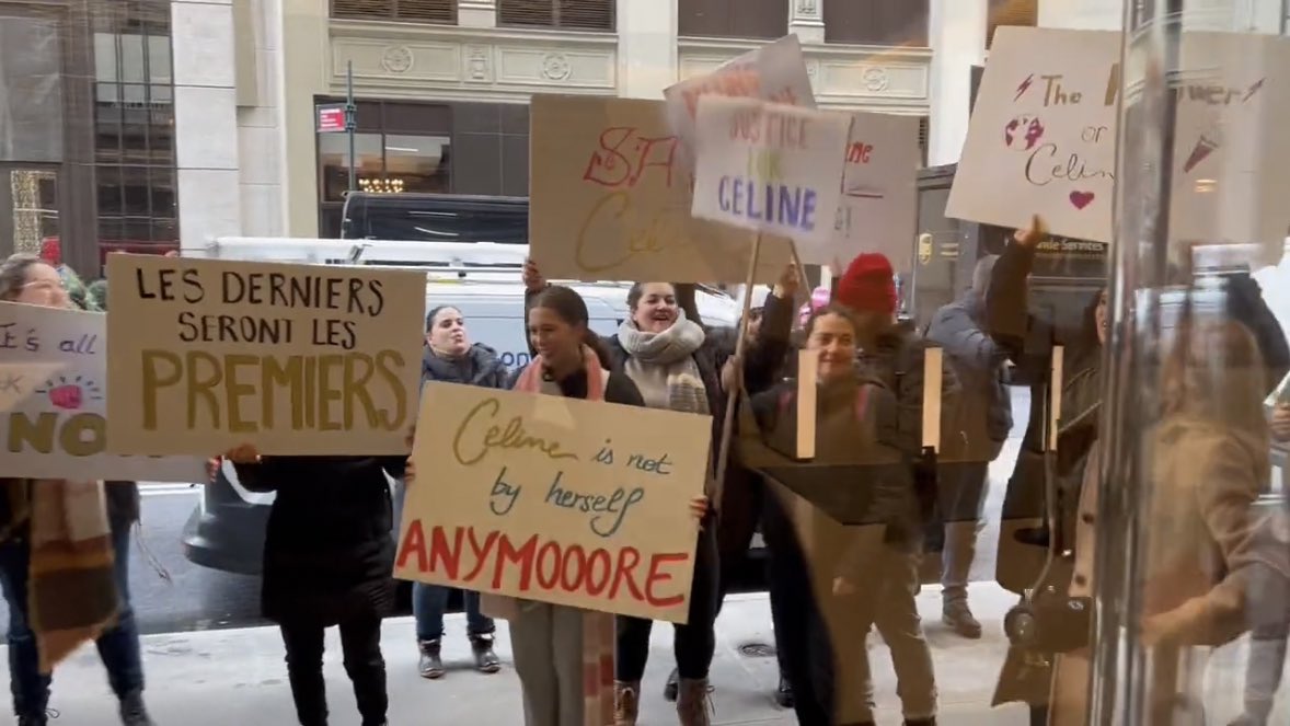 Celine Dion Fans Gather Outside Rolling Stones Office To Protest