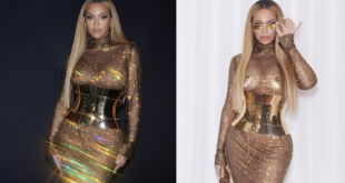 Beyoncé Stunts in Gold Sheer Gown at Oscars After Party