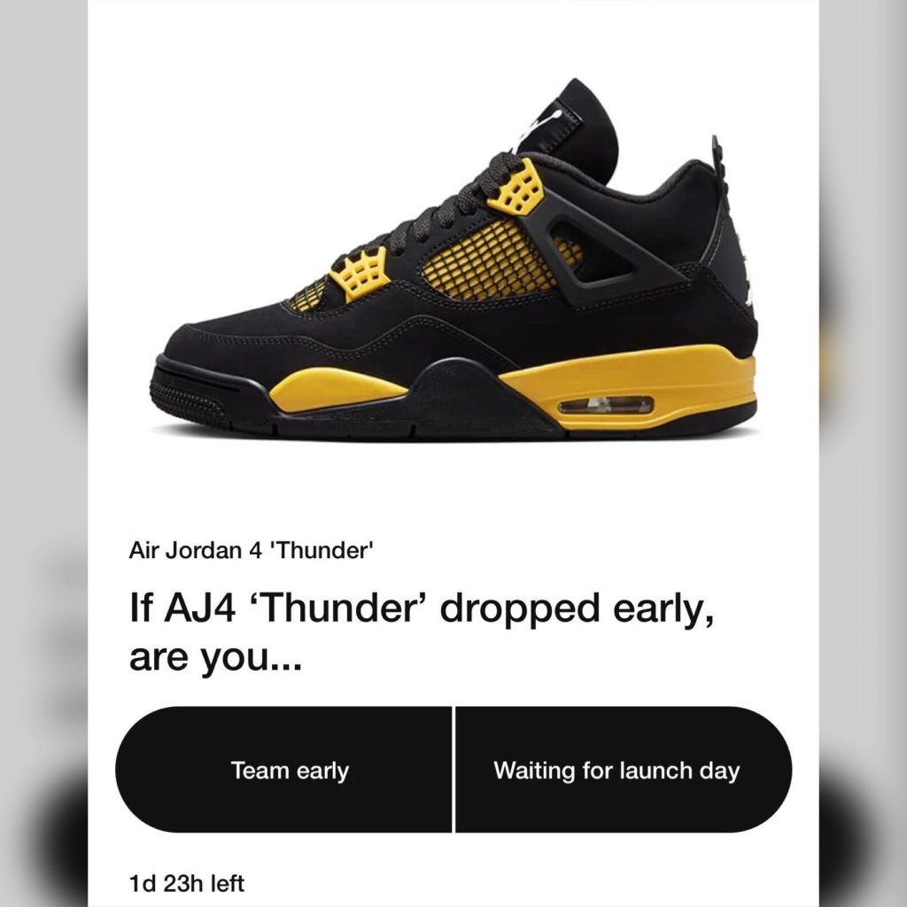 SNKRS App Hints At Air Jordan 4 'Thunder' Shock Drop