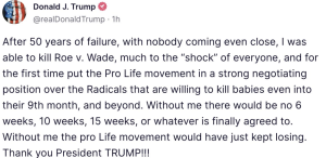 Donald Trump Takes Credit For Killing Roe v. Wade 