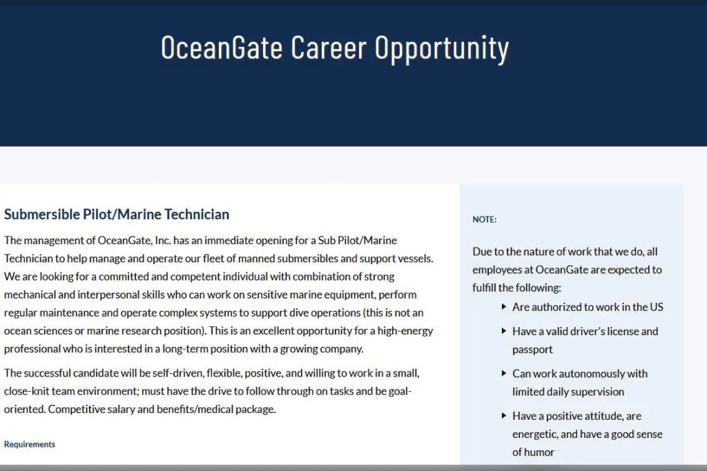 OceanGate - Baller Alert OceanGate Faces Significant Backlash For Submersible Pilot Job Listing While Titan Submersible Was Missing