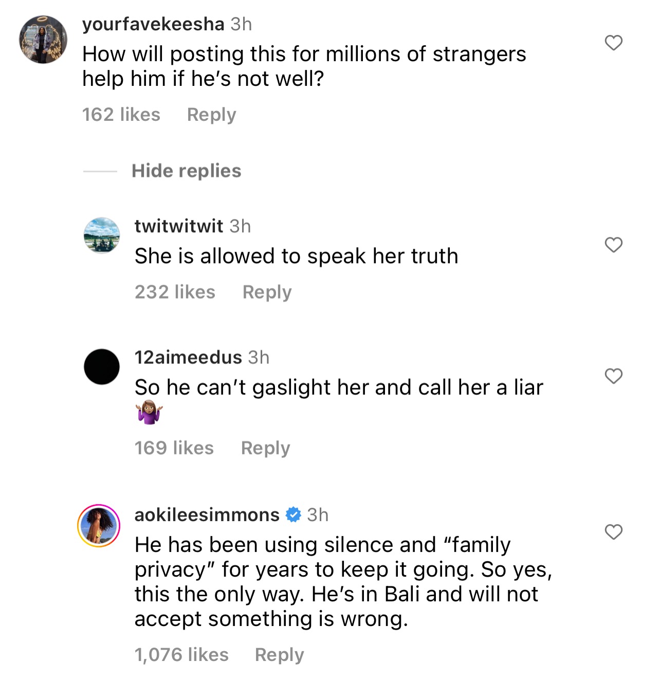 Aoki Lee Simmons responding to comments