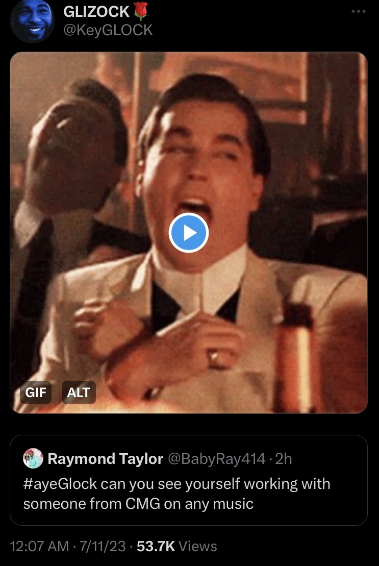 Key Glock respondng to a fan question about CMG