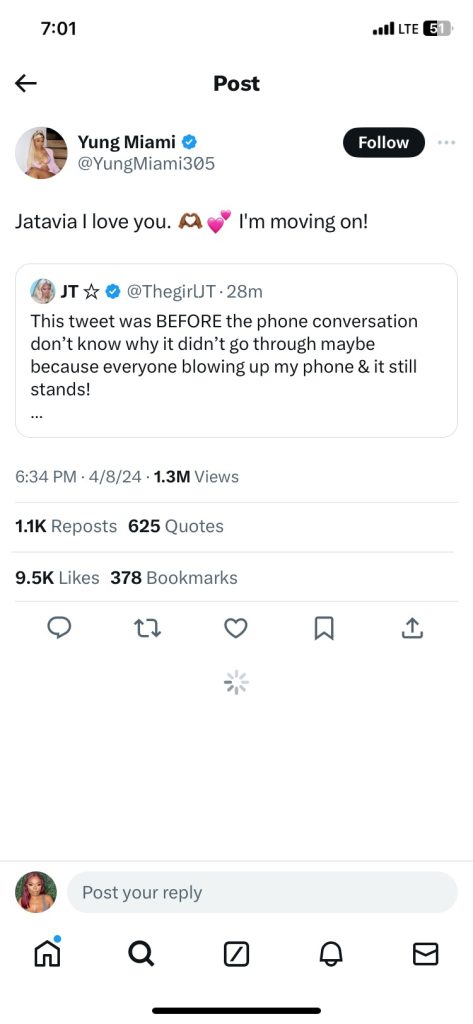 jt vs yung miami tweets