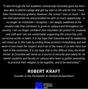 Robert Kraft and Other Billionaires Suspend Donations to Columbia University Over Antisemitism Concerns