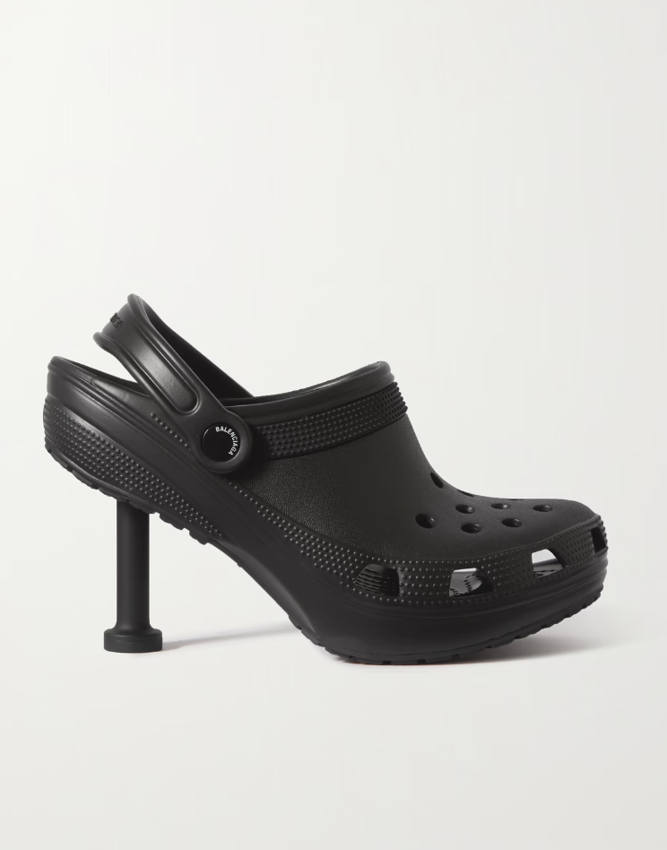 Balenciaga x Crocs Madame Perforated Rubber Slingback Pumps - Black ($625) 