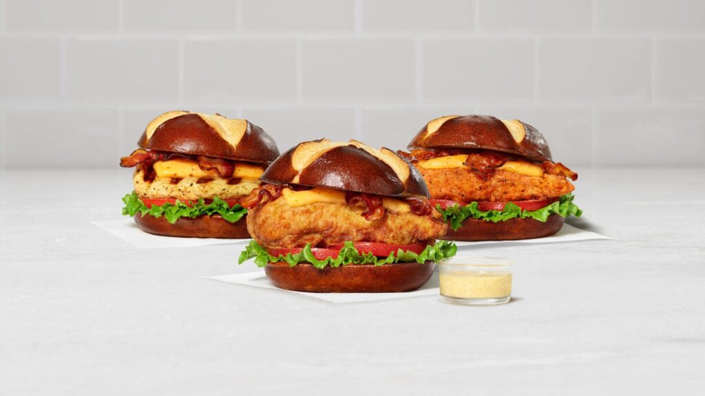 Chick-fil-a Pretzel Cheddar Club sandwich
