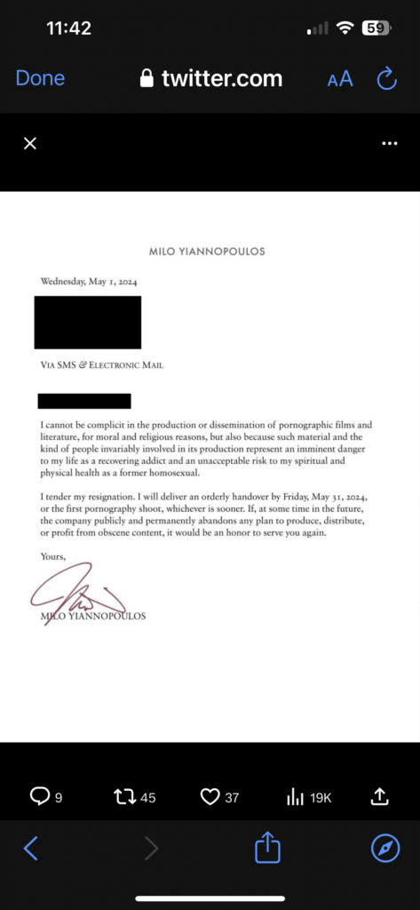 Milo resignation