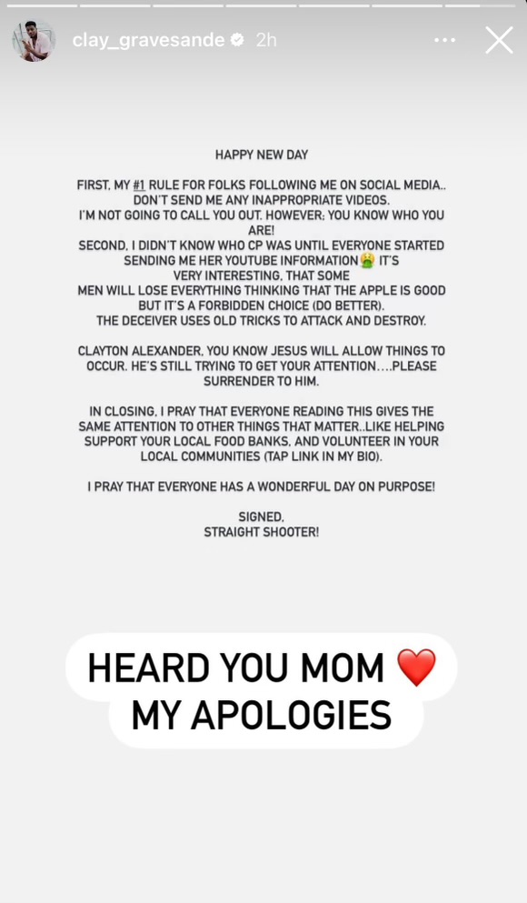 Clay's IG post