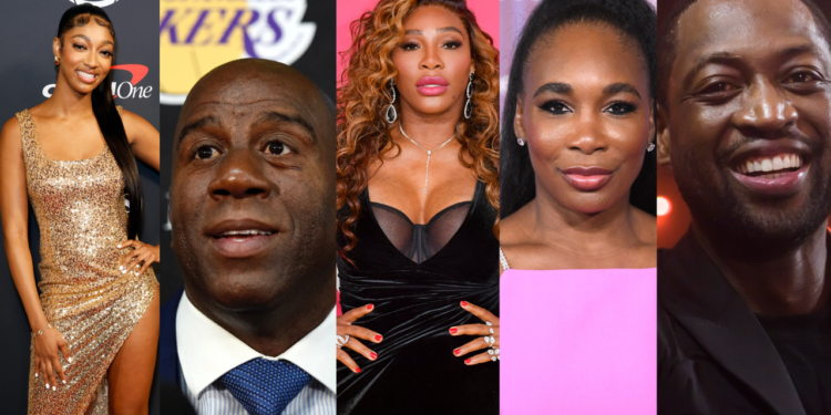Angel Reese, Magic Johnson, Serena Williams, Venus WIlliams, Dwyane Wade