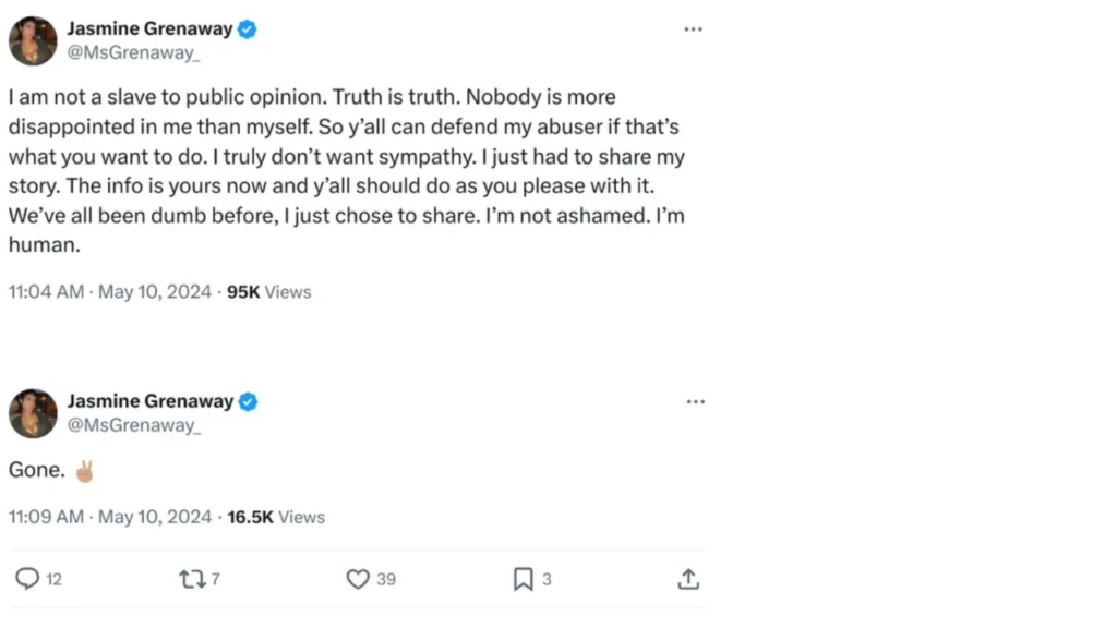 Jasmine Grenaway tweets