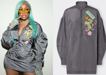 Ballerific Fashion: Yung Miami Stuns in Grey $2,500 Ferrari Dress and Yellow Hermes Mini Bag