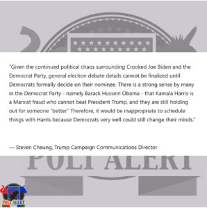 donald trump statement on why he doesn't want to debate kamala 