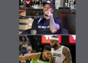 DeMarcus Cousins and Jeff Teague Share Hilarious Backstory Behind Viral Photo of Karl-Anthony Towns Struggling in the Paint